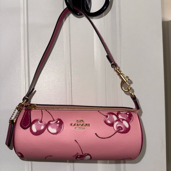 Coach Handbags - Coach Pink Cherry Print Nolita Barrel Bag